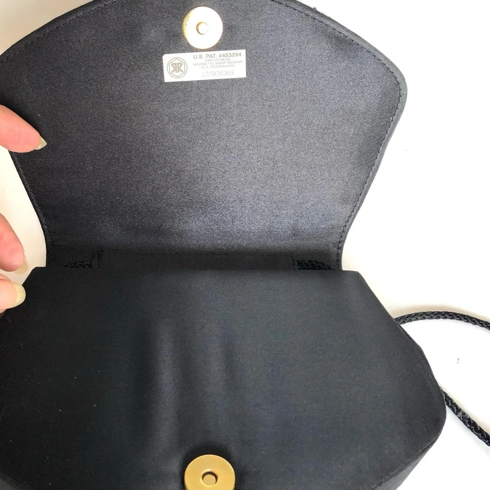 La Regale Vintage Clutch Black Beaded Satin Purse